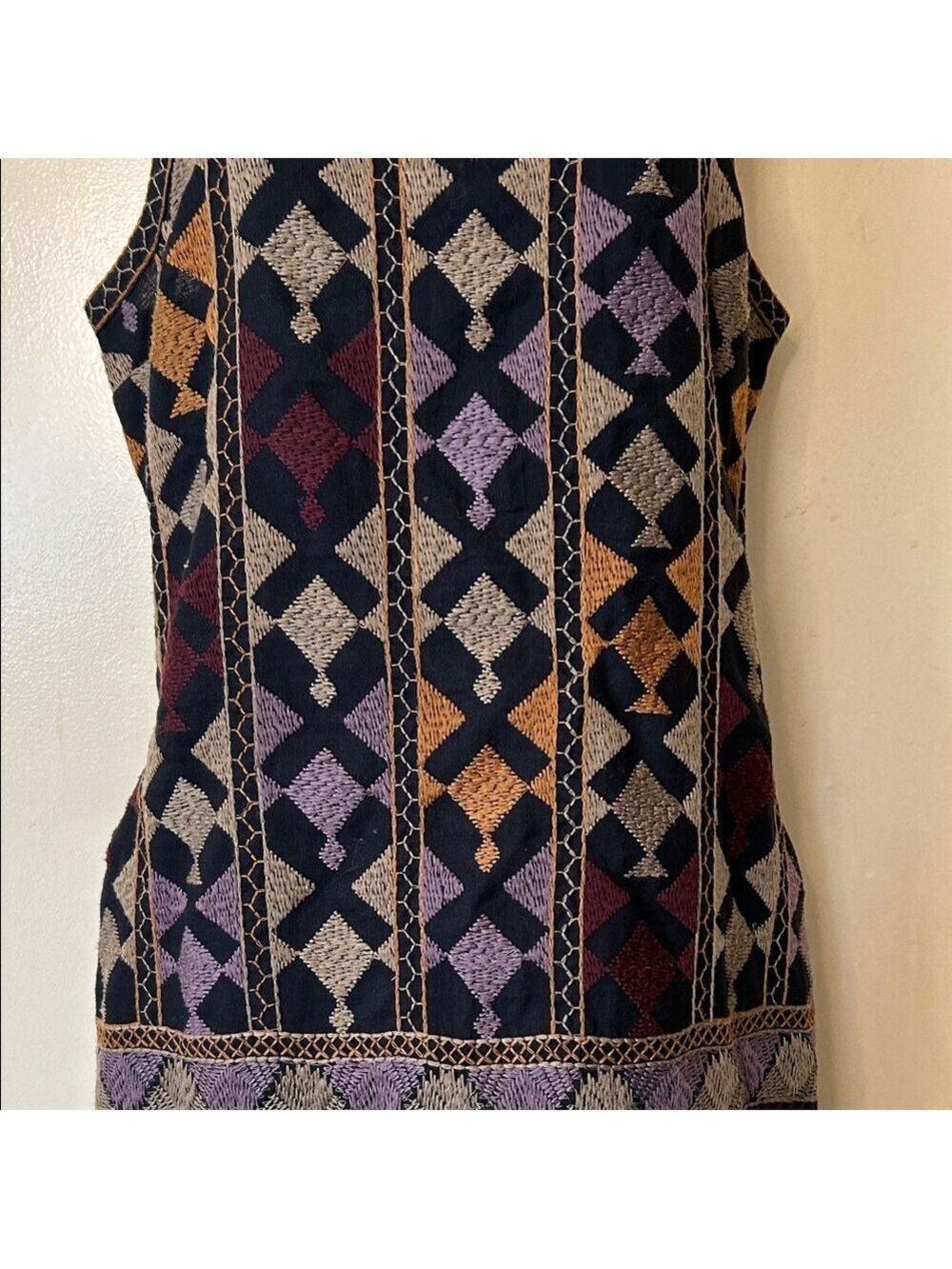 Free People Multicolor Aztec Embroidered Mini Dress size S - Picture 4 of 11